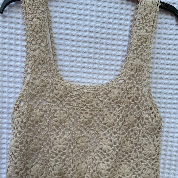 Anthropologie Cream Crochet Midi Dress - Picture 5 of 6